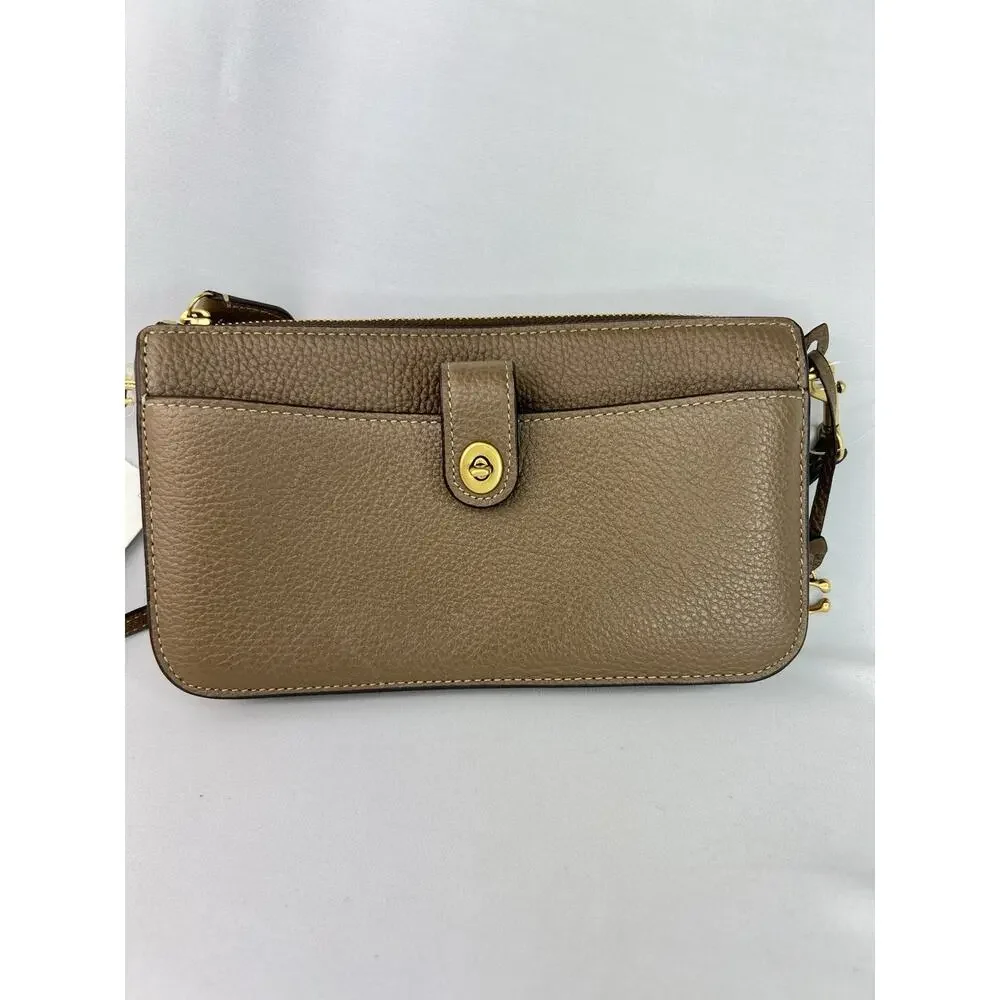 NWT Coach Bella Small Leather Crossbody Bag - Dark Stone (CR970) turnlock